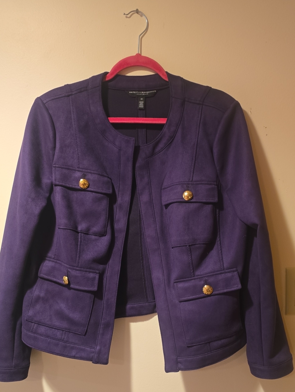 White House Black Market Deep Purple Military-Style Pocket Blazer